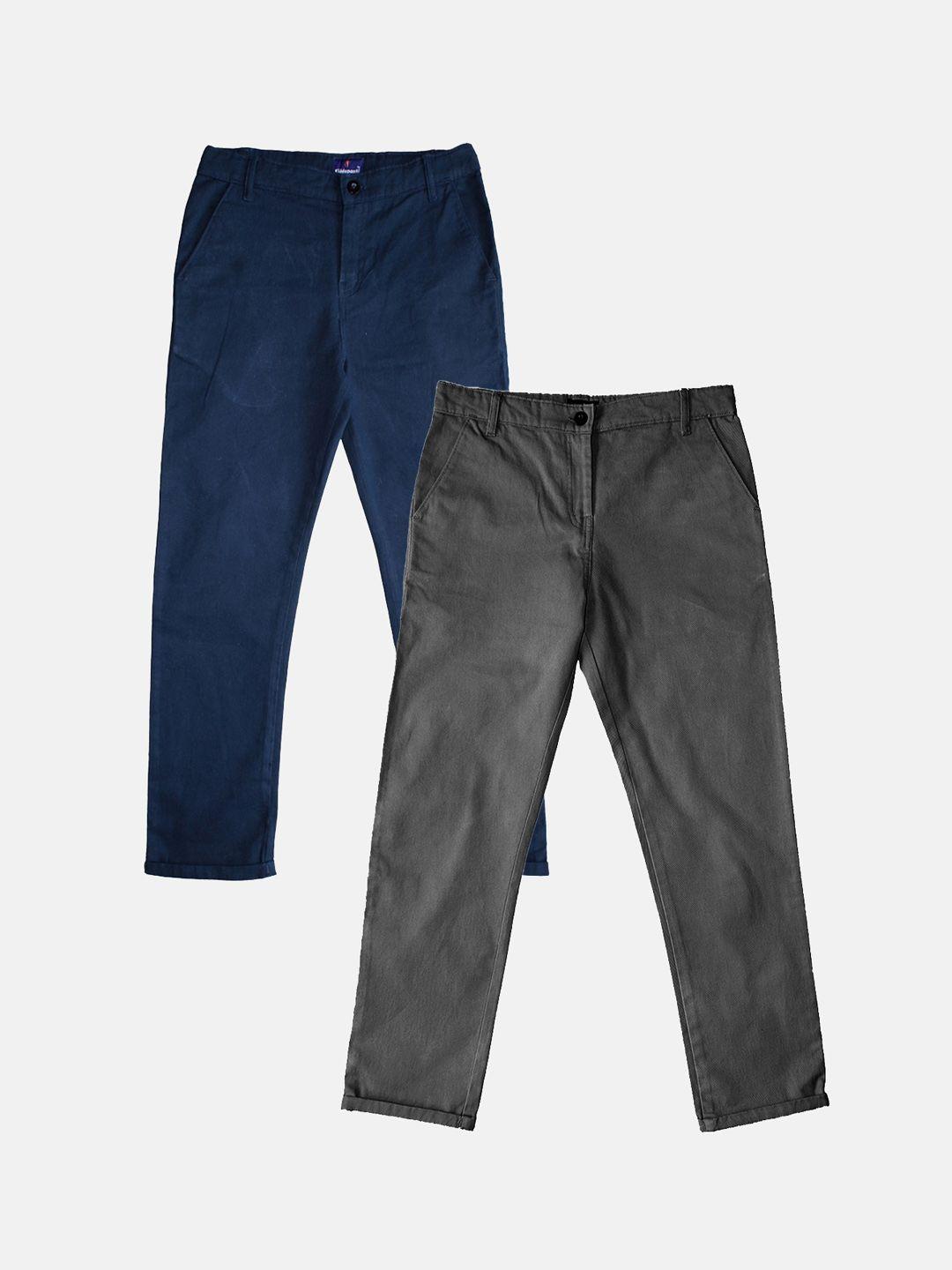 kiddopanti-boys-pack-of-2-mid-rise-plain-cotton-chinos-trousers