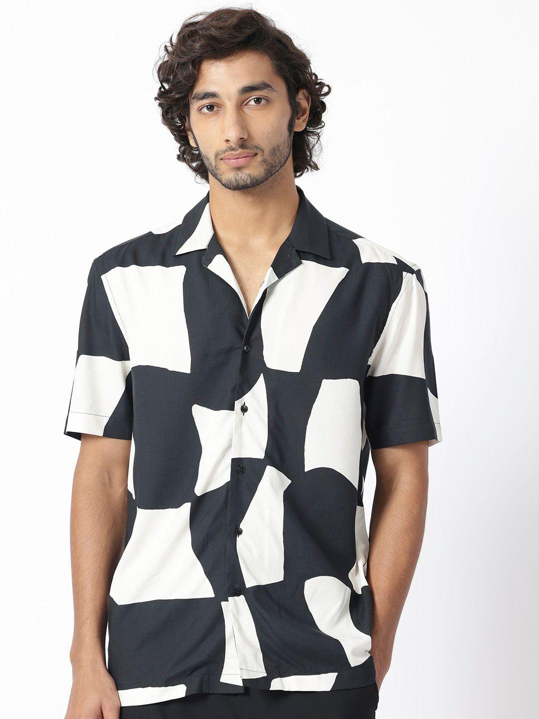 rare-rabbit-abstract-printed-cuban-collar-short-sleeves-casual-shirt