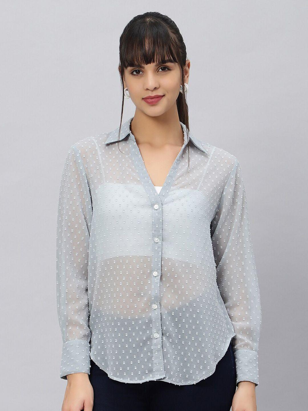 oui-comfort-fit-self-design-georgette-oversized-casual-shirt