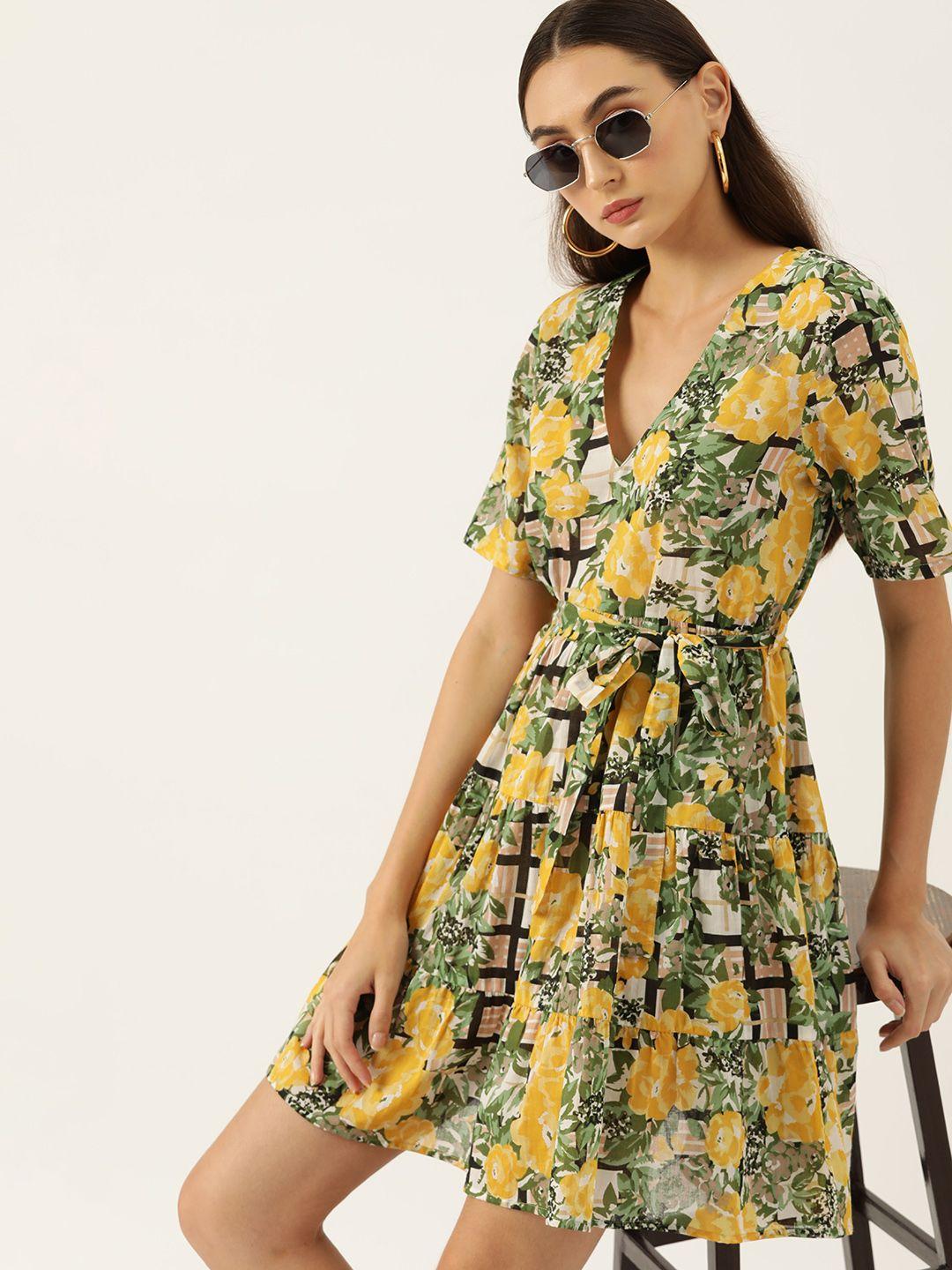 dressberry-floral-print-pure-cotton-a-line-dress-with-belt