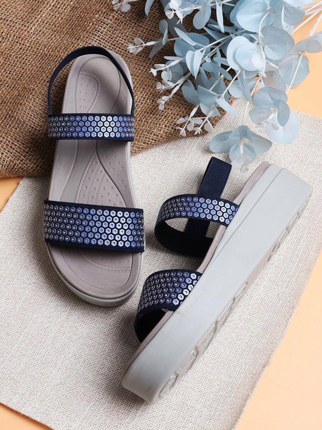 v-walk-navy-blue-textured-pu-wedge-sandals