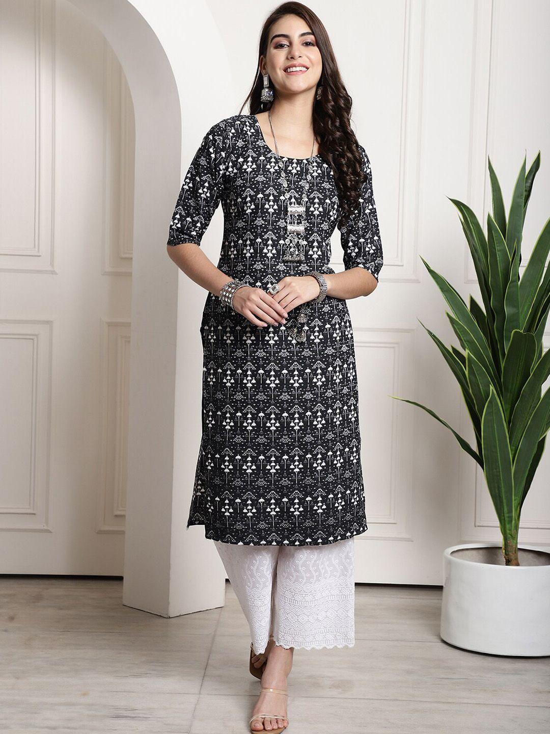 1-stop-fashion-ethnic-motifs-round-neck-three-quarter-sleeve-straight-kurta
