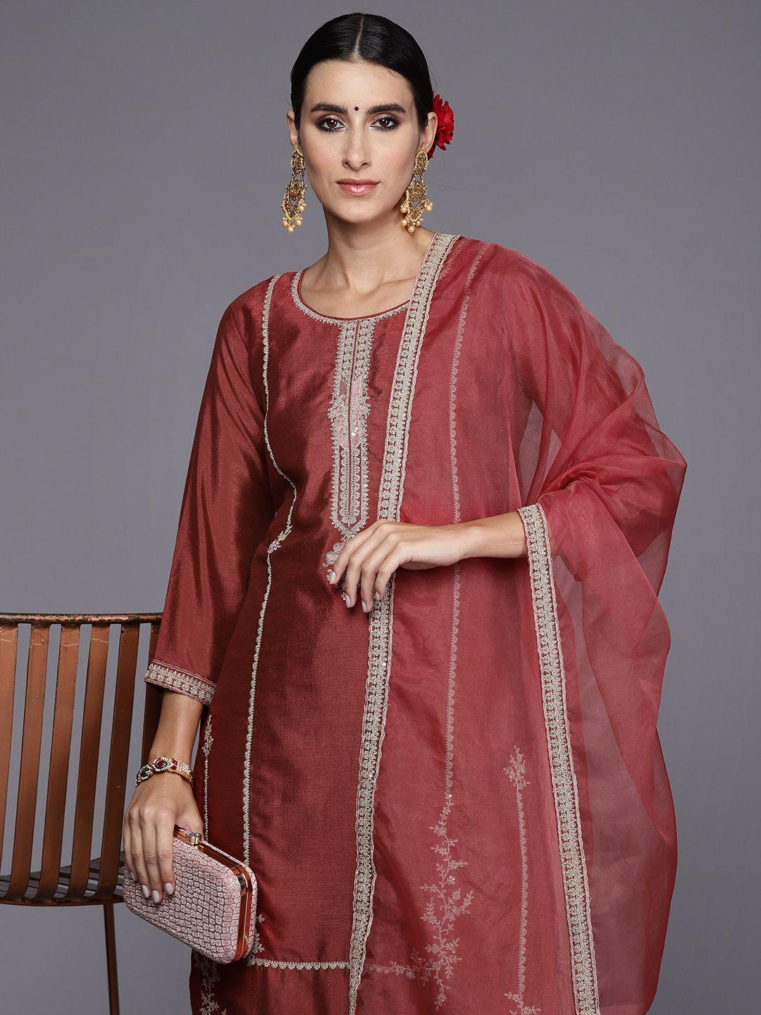 indo-era-women-embroidered-regular-sequinned-kurta-with-trousers-&-dupatta