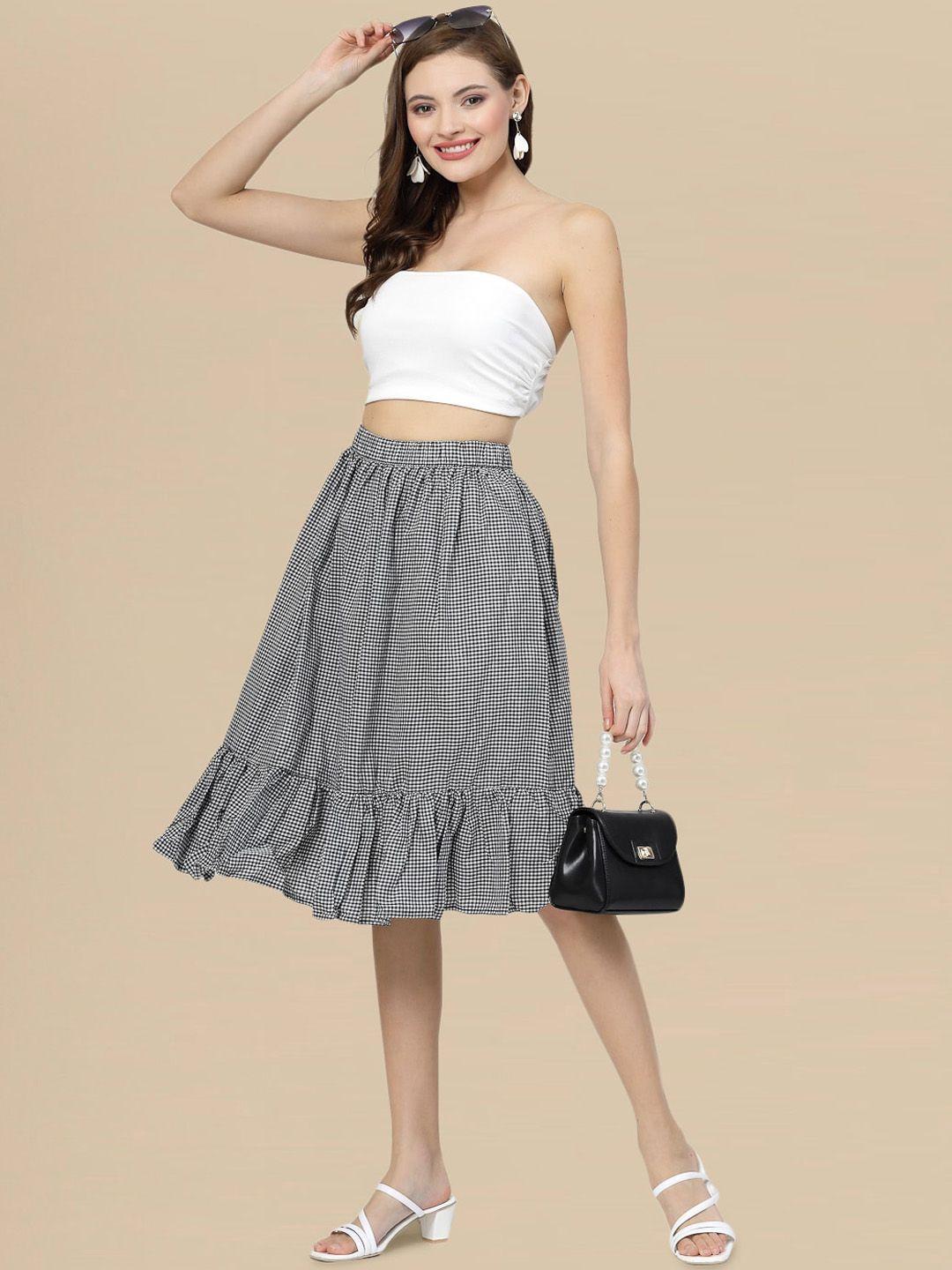 dressberry-checked-knee-length-flared-skirt