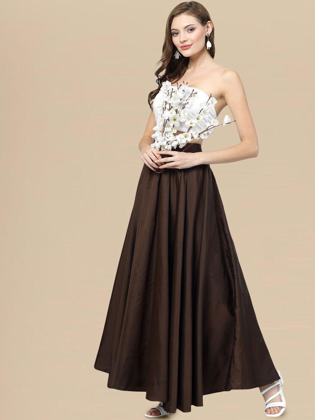 dressberry-brown-maxi-length-flared-skirt