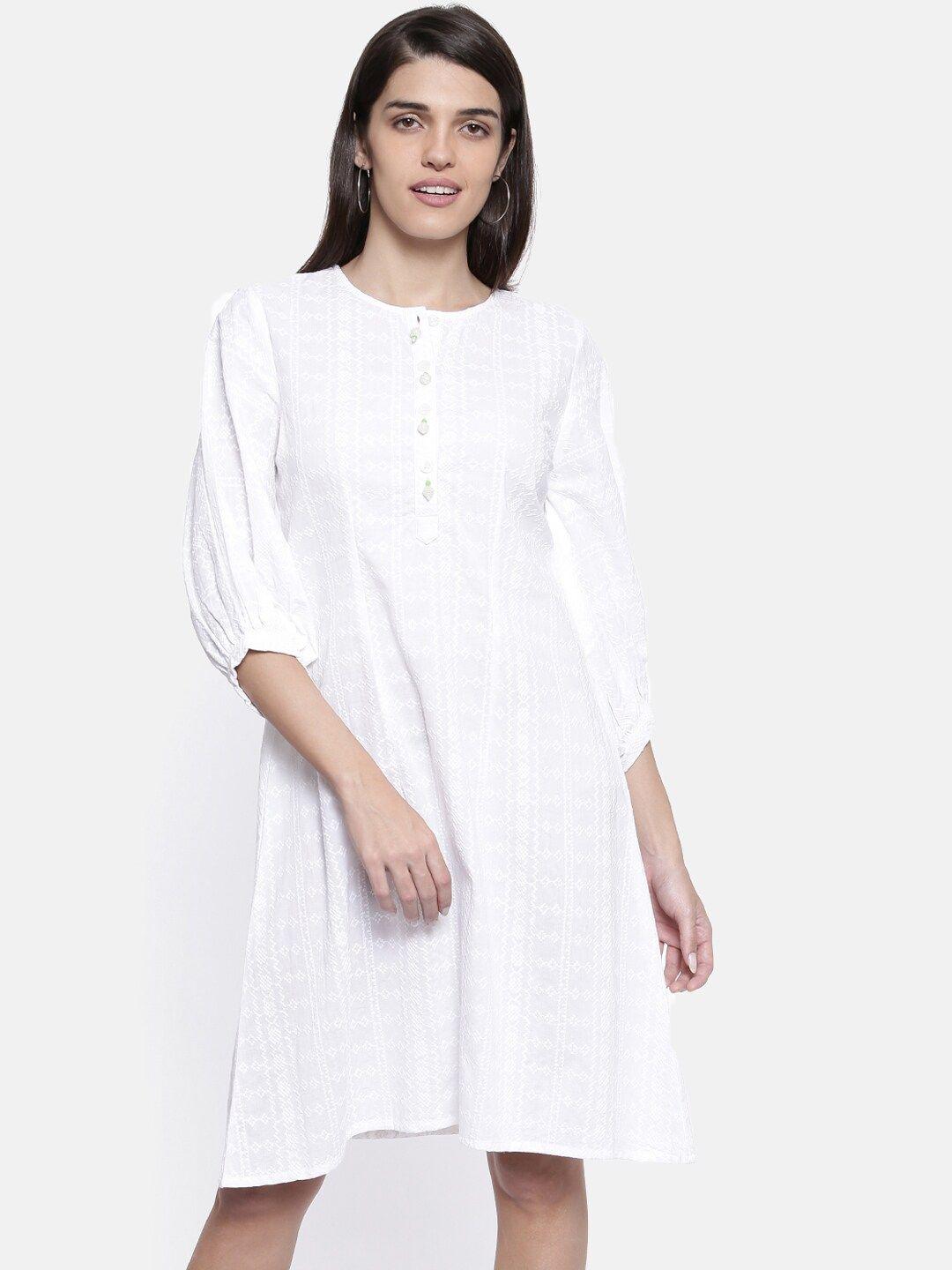 the-kaftan-company-ethnic-motifs-embroidered-puff-sleeve-cotton-schiffli-a-line-dress