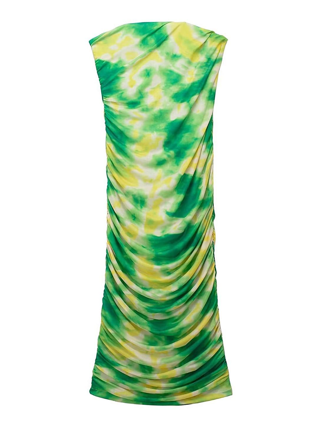lulu-&-sky-tie-&-dye-printed-off-shoulder-gathered-sheath-dress