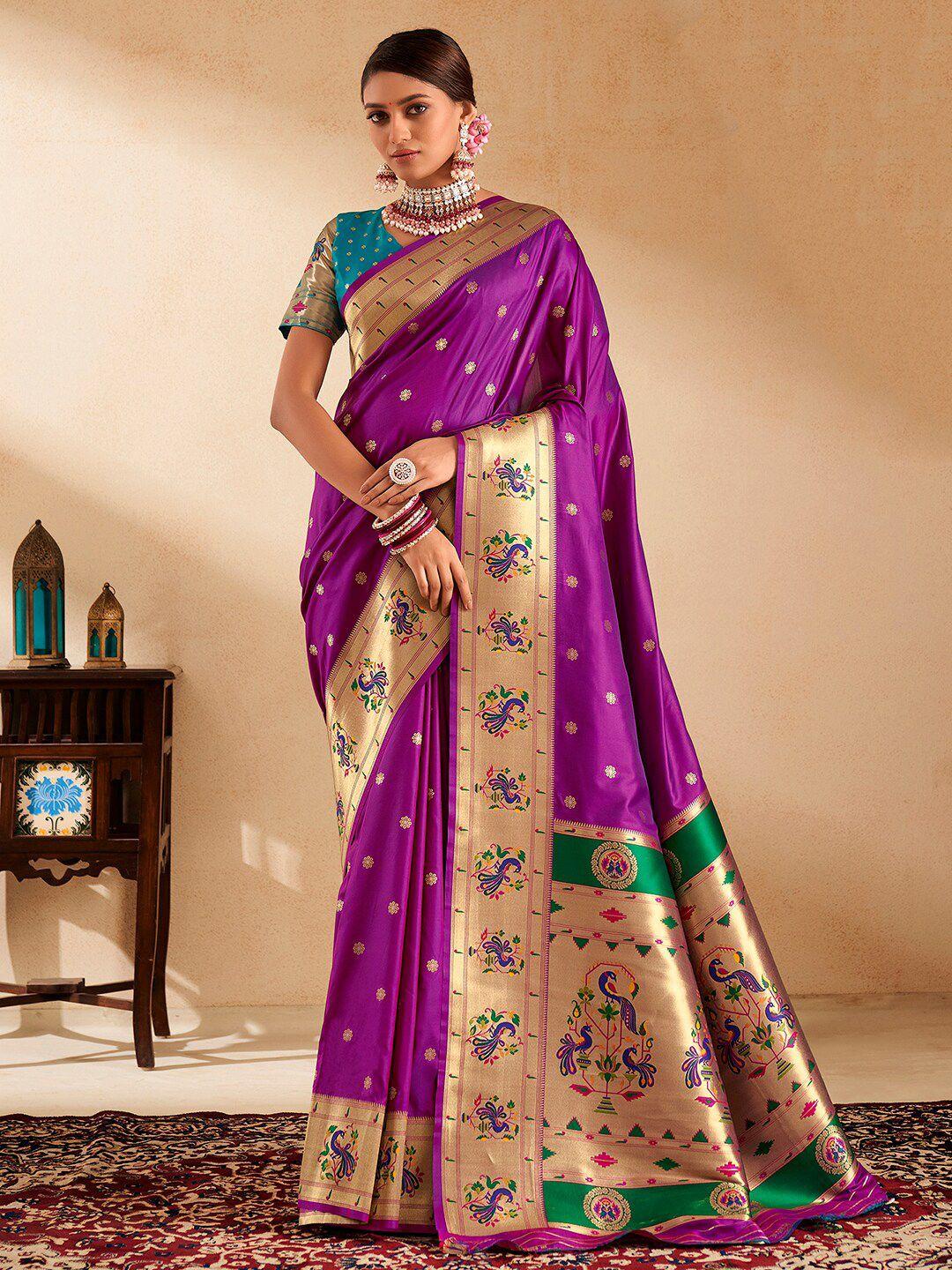 satrani-floral-woven-design-zari-pure-silk-paithani-saree