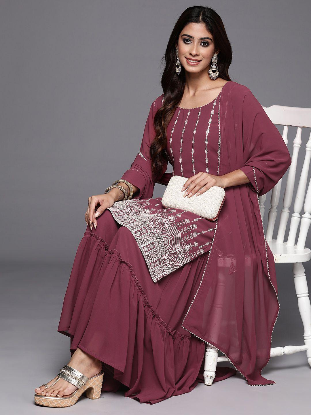 indo-era-women-embroidered-regular-sequined-kurta-with-sharara-&-dupatta