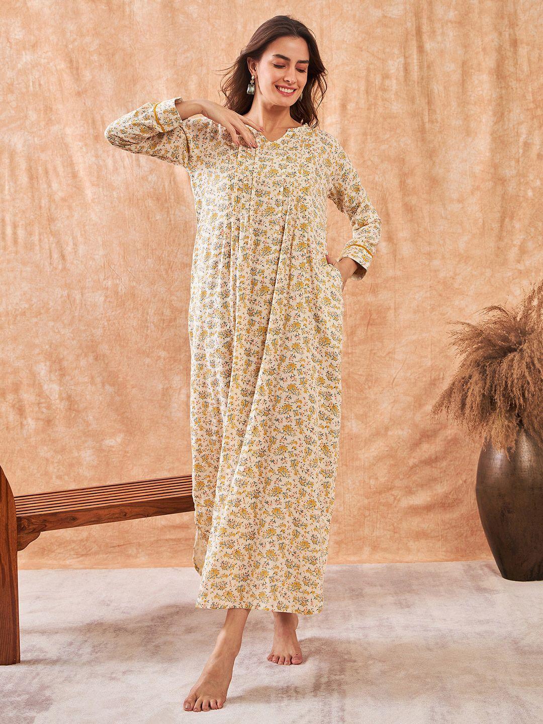 the-kaftan-company-floral-printed-pure-cotton-maxi-nightdress