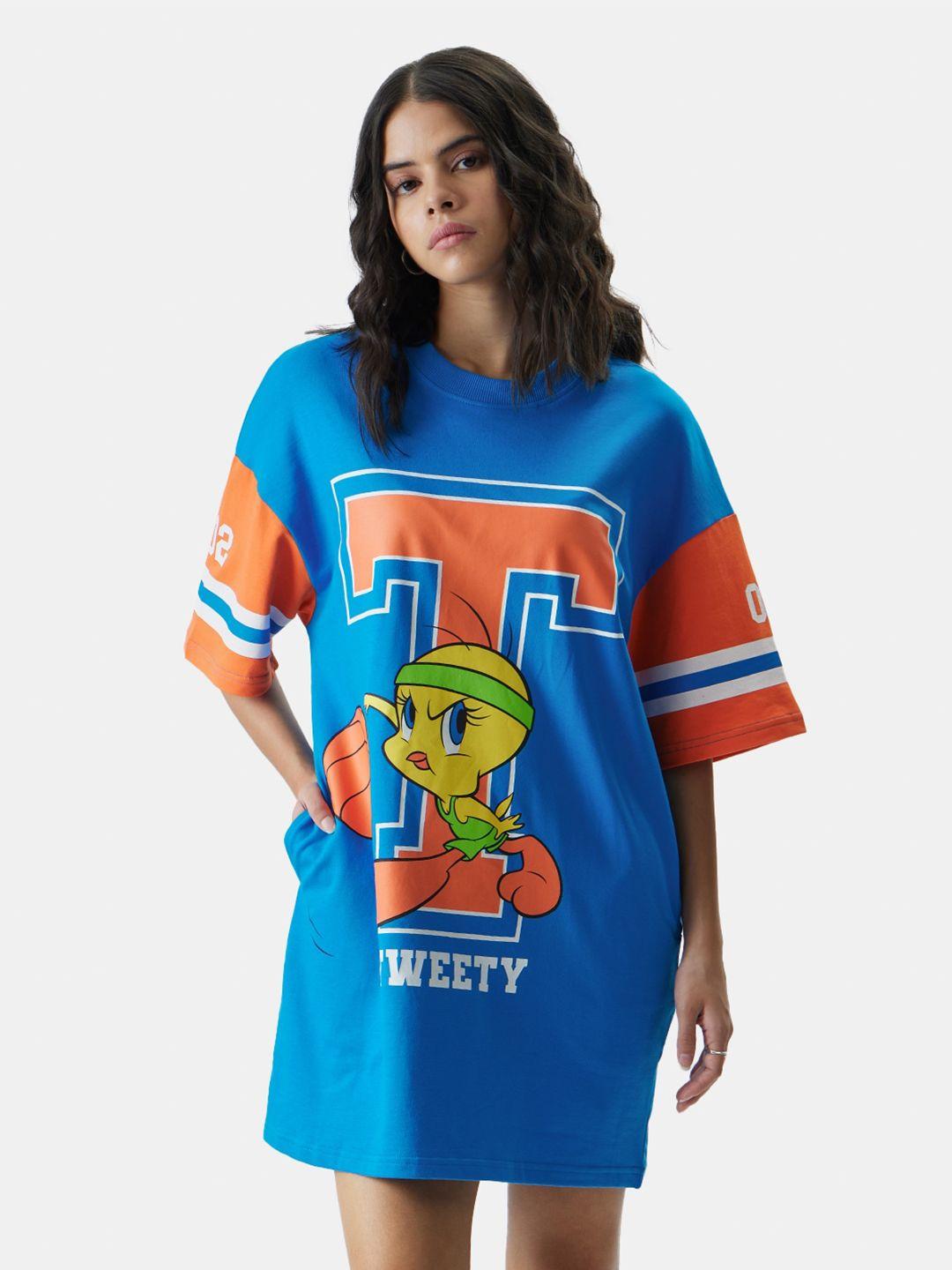 the-souled-store-blue-looney-tunes-printed-pure-cotton--t-shirt-dress