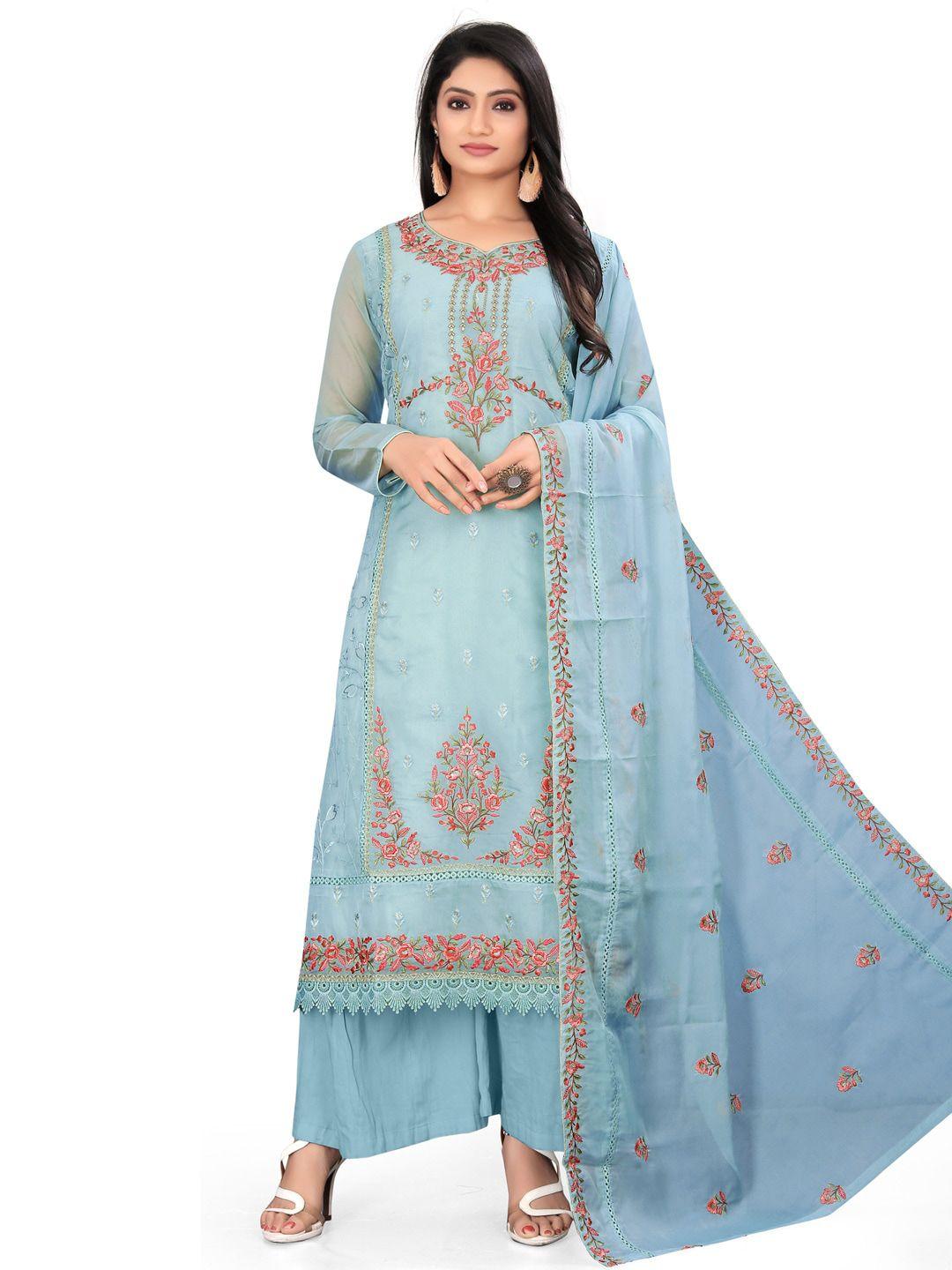 stylee-lifestyle-turquoise-blue-&-pink-printed-organza-unstitched-dress-material