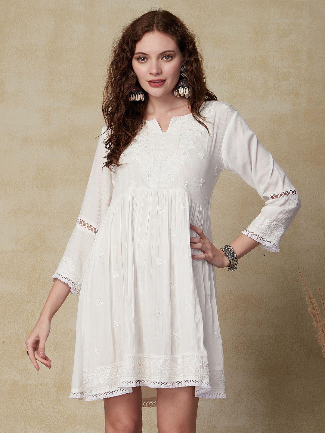 fashor-white-floral-embroiderd-bell-sleeves-a-line-cotton-ethnic-dress