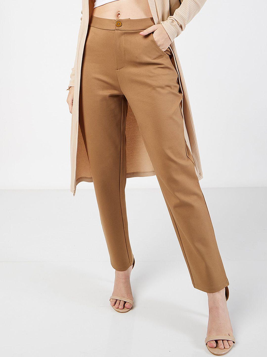 sassafras-women-beige-mid-rise-slim-fit-trousers