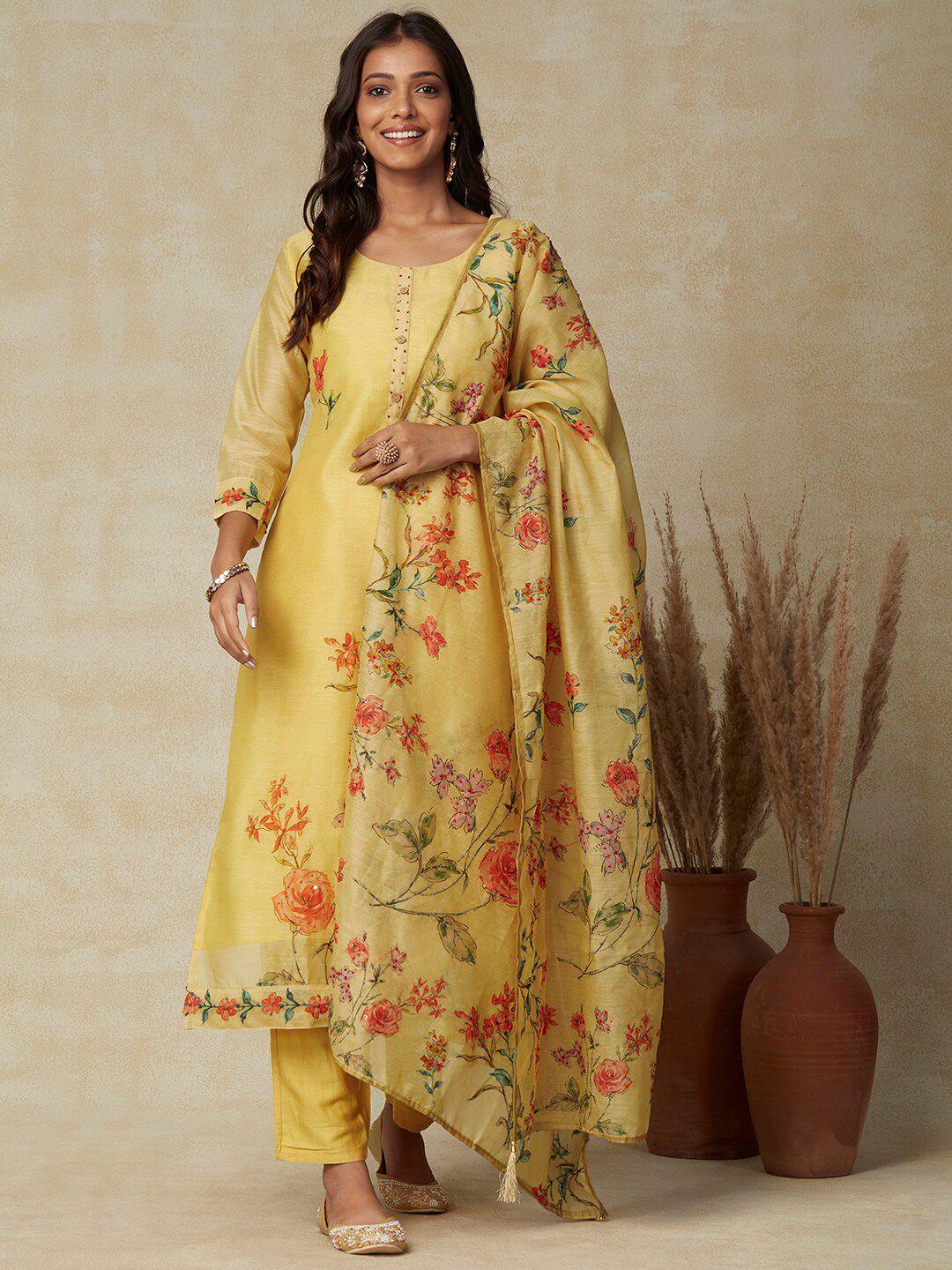 fashor-yellow-floral-printed-straight-kurta-&-trousers-with-dupatta