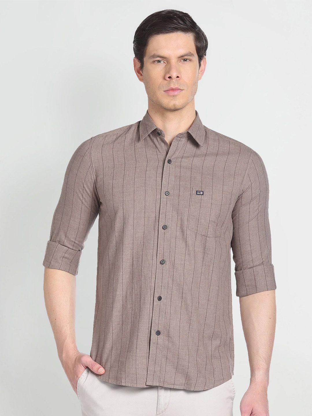 arrow-sport-spread-collar-slim-fit-striped-twill-casual-pure-cotton-shirt
