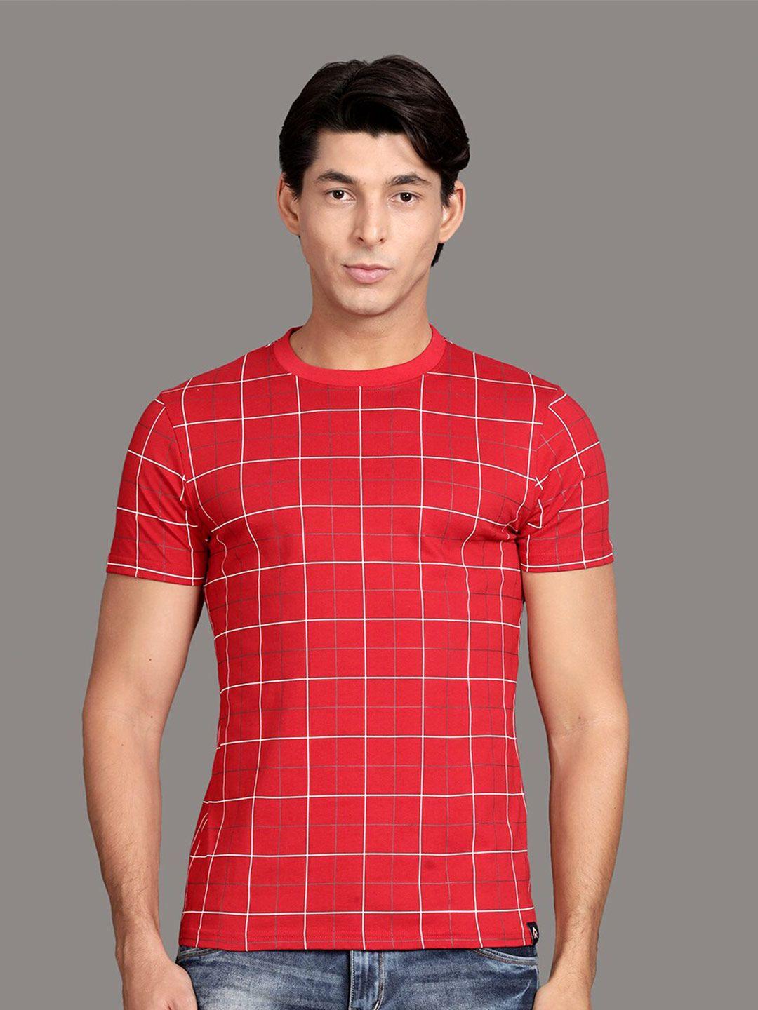 steenbok-checked-round-neck--short-sleeves-pure-cotton-slim-fit-t-shirt