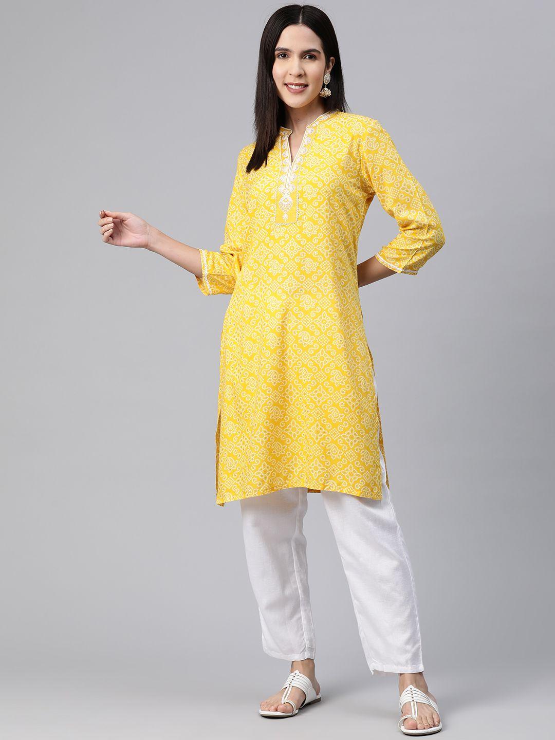 nayam-by-lakshita-yellow-bandhani-printed-kurti