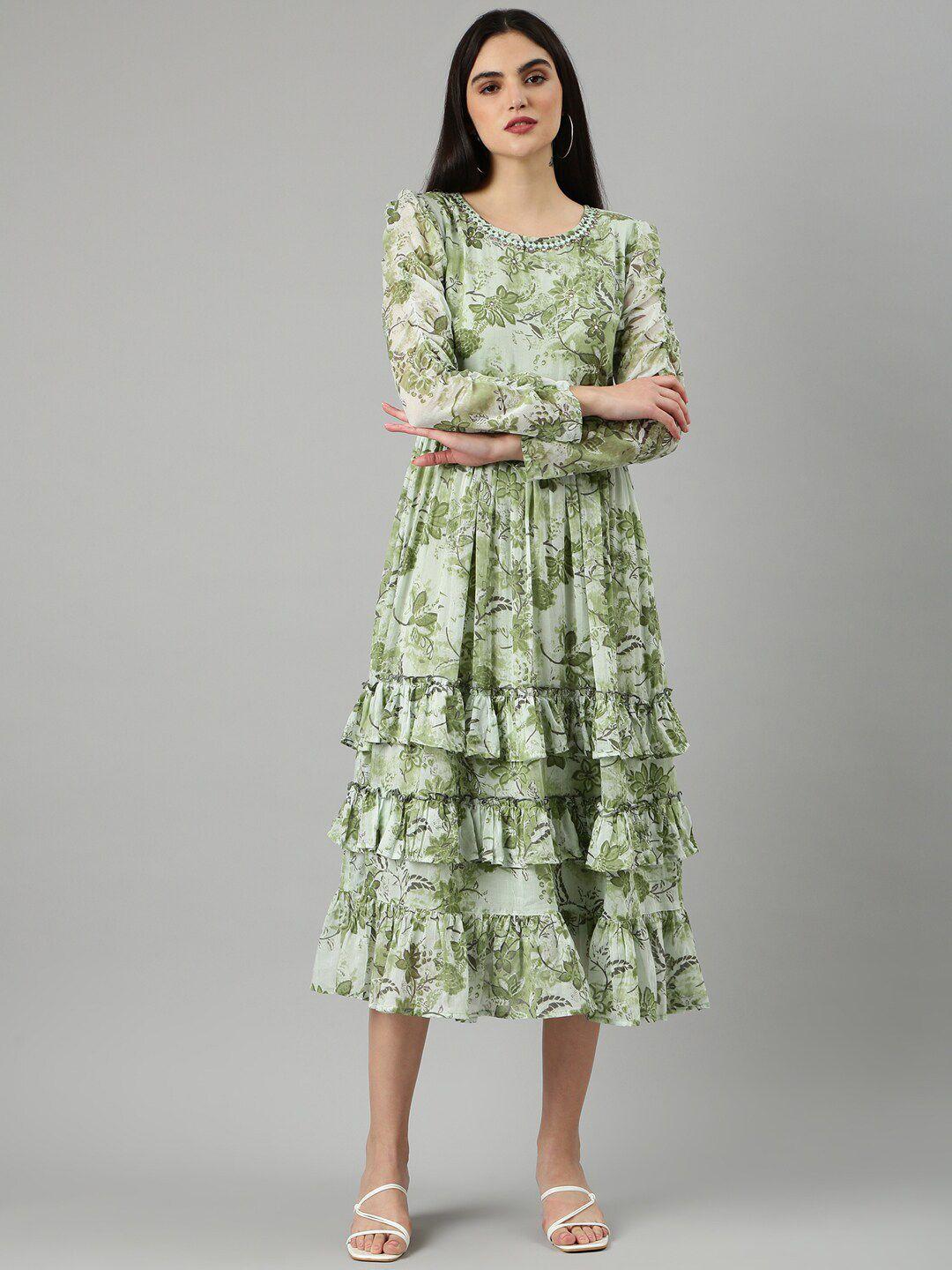 showoff-floral-printed-puff-sleeve-tiered-fit-and-flare-midi-dress