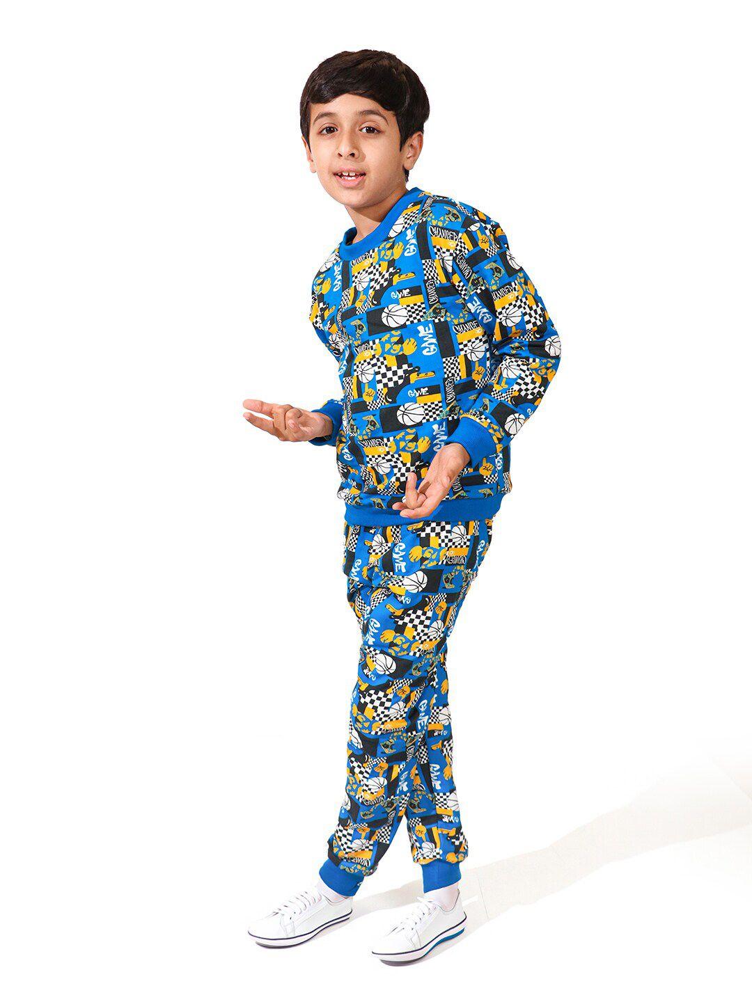 whistle-&-hops-boys-blue-&-yellow-printed-t-shirt-with-pyjamas