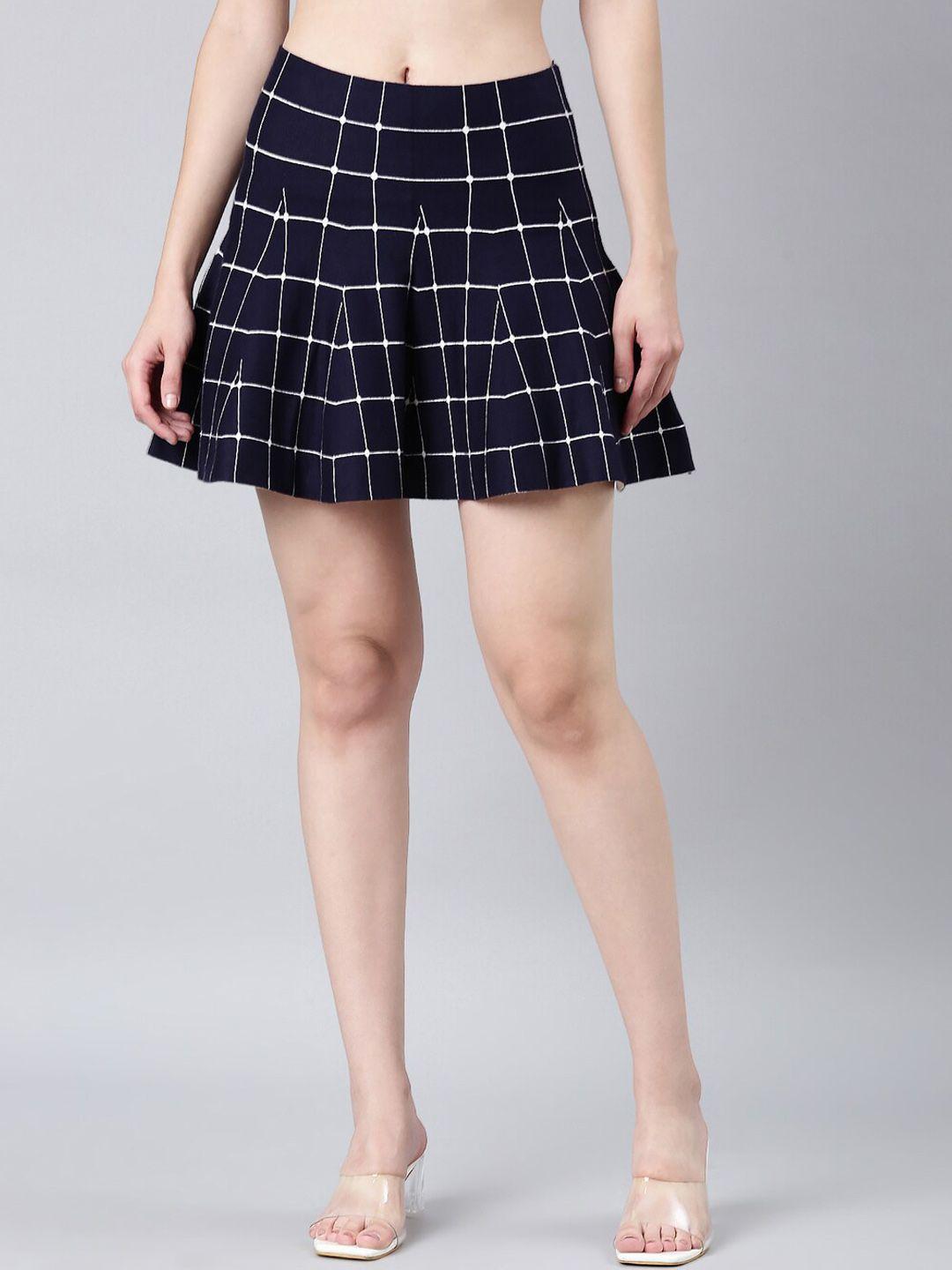 showoff-checked-flared-mini-skirt