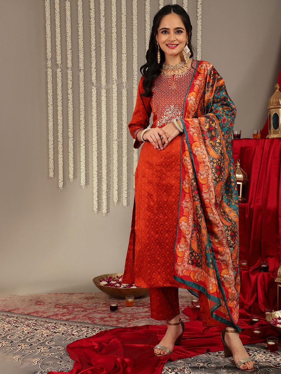 varanga-floral-embroidered-thread-work-kurta-&-trousers-with-dupatta