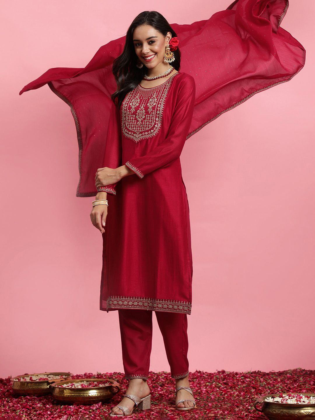 indo-era-embroidered-straight-kurta-with-trousers-&-dupatta