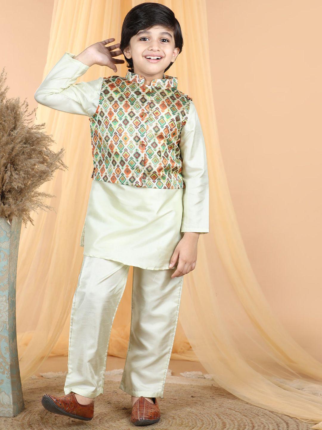 cutiekins-boys-mandarin-collar-kurta-with-pyjamas-&-nehru-jacket