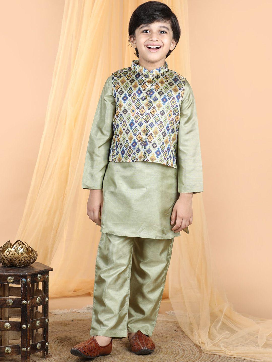cutiekins-boys-mandarin-collar-kurta-with-pyjamas-&-nehru-jacket