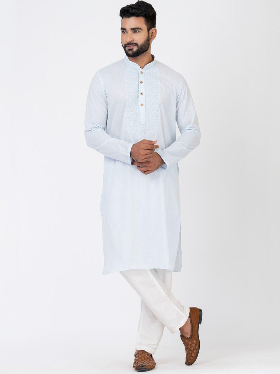 hu---handcrafted-uniquely-men-grey-ethnic-motifs-embroidered-regular-thread-work-kurta-with-pyjamas