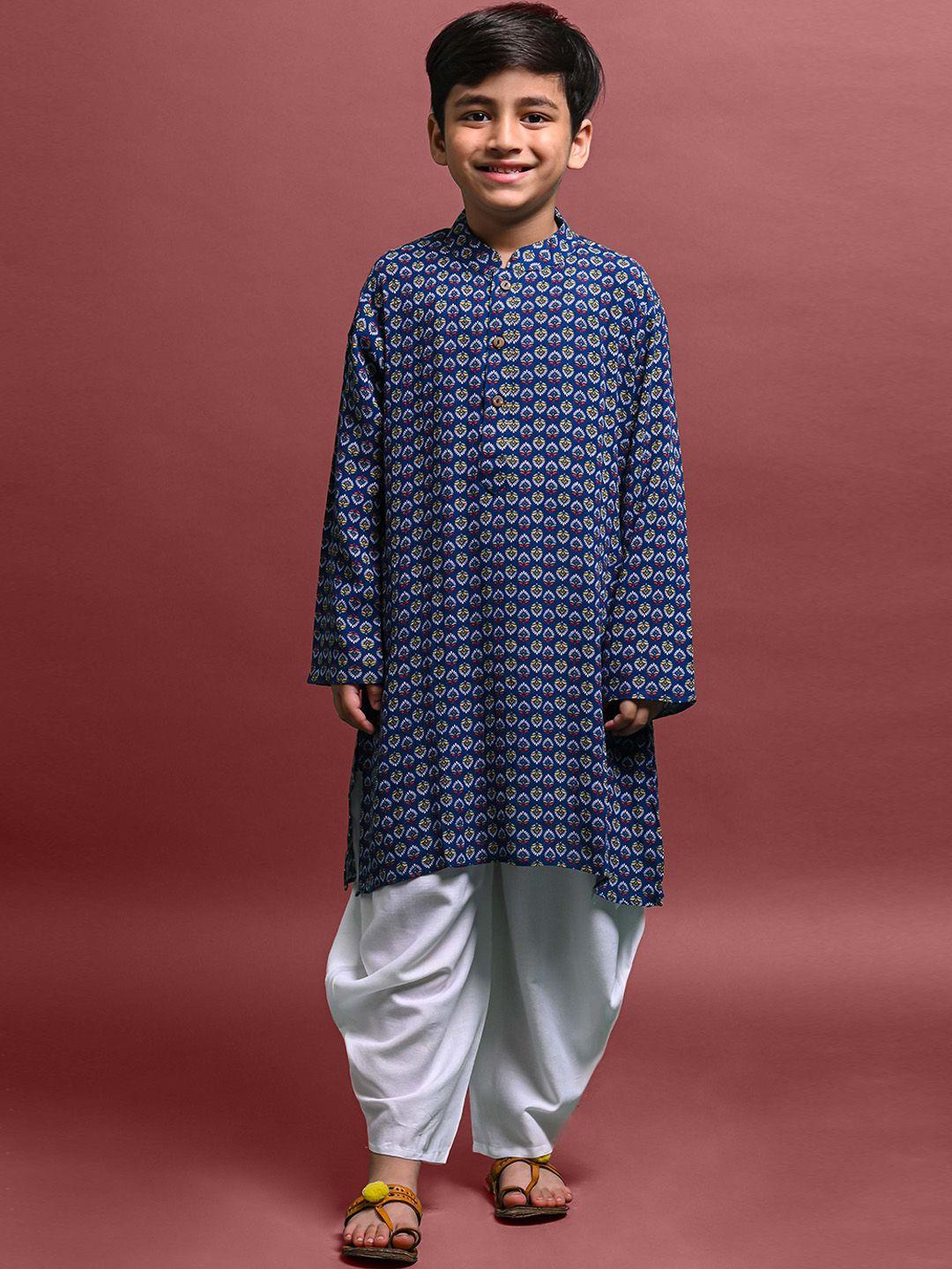 vesham-boys-floral-printed-mandarin-collar-straight-silk-blend-kurta-set