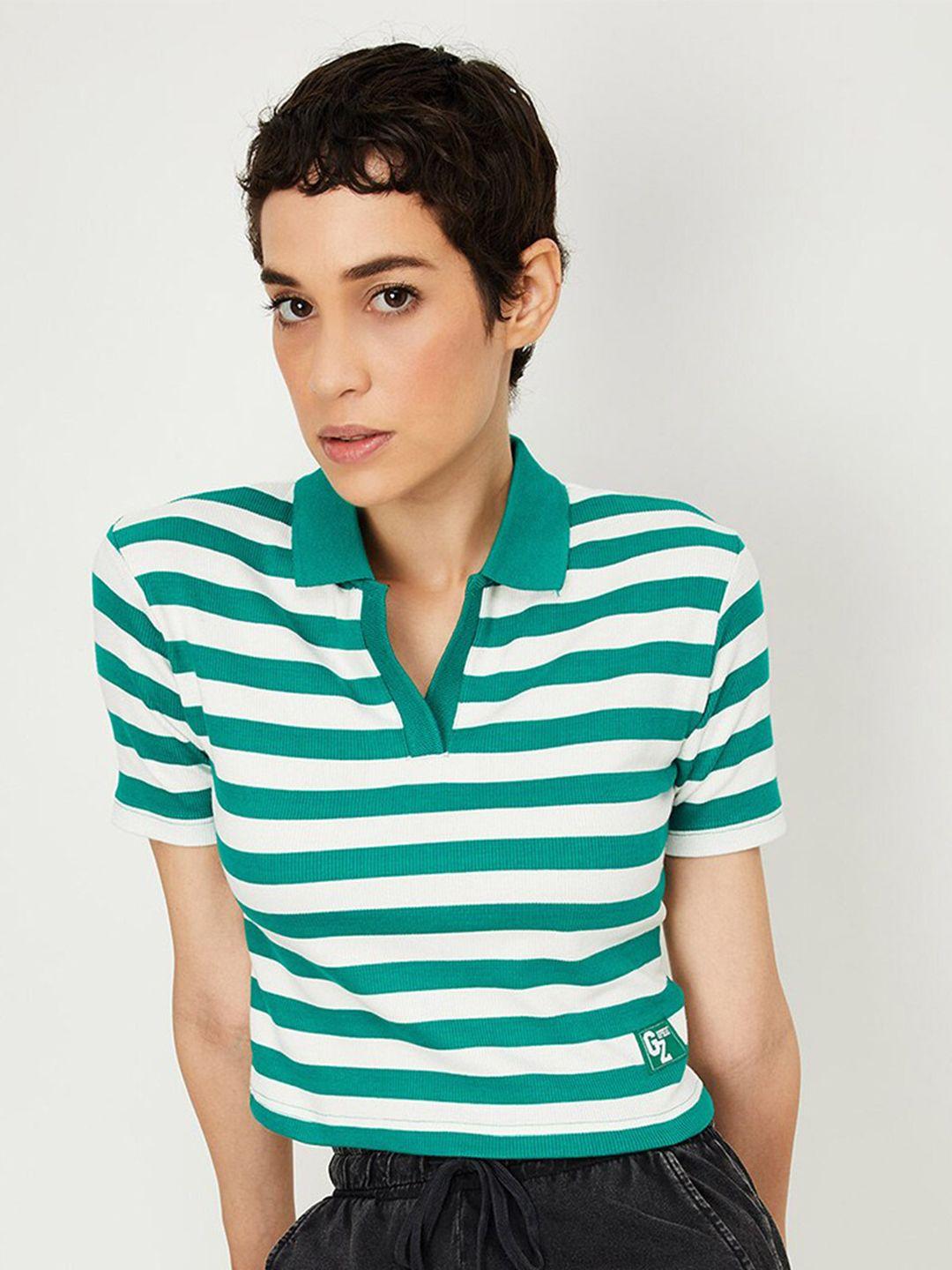 max-striped-ribbed-casual-crop-t-shirt