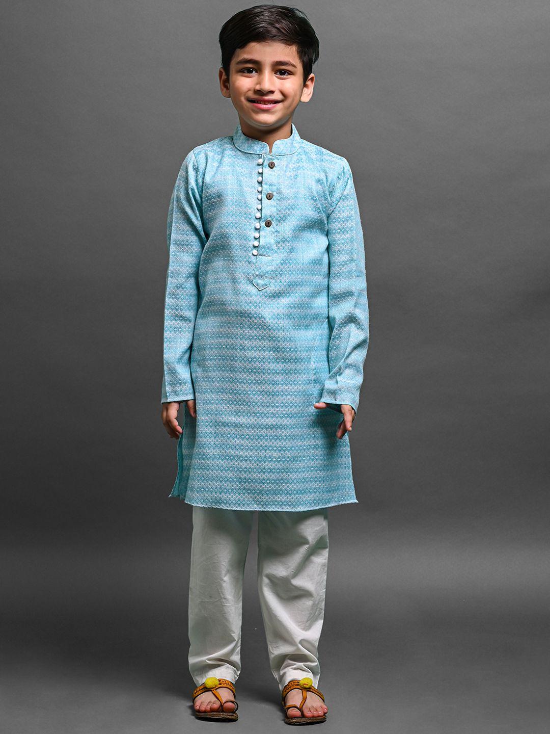 vesham-boys-geometric-embroidered-thread-work-kurta-with-pyjamas