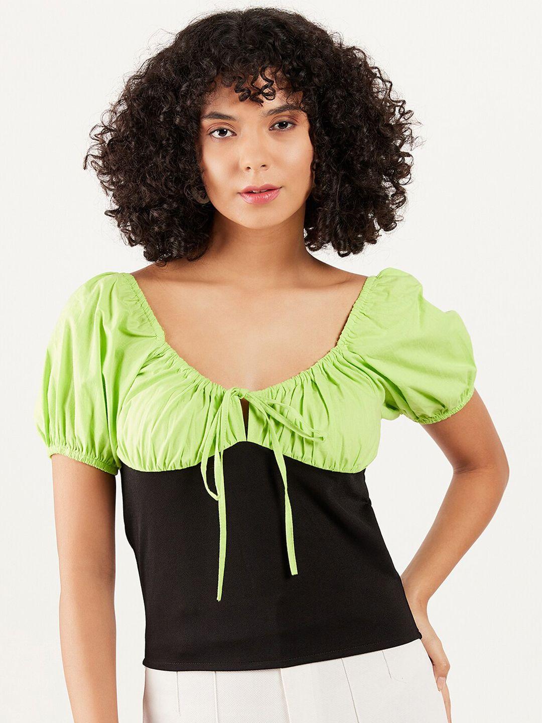 athena-colourblocked-puff-sleeve-fitted-top