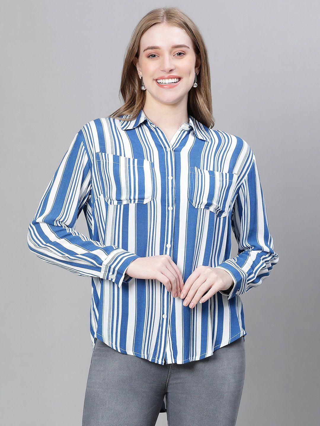 oxolloxo-vertical-striped-standard-casual-shirt