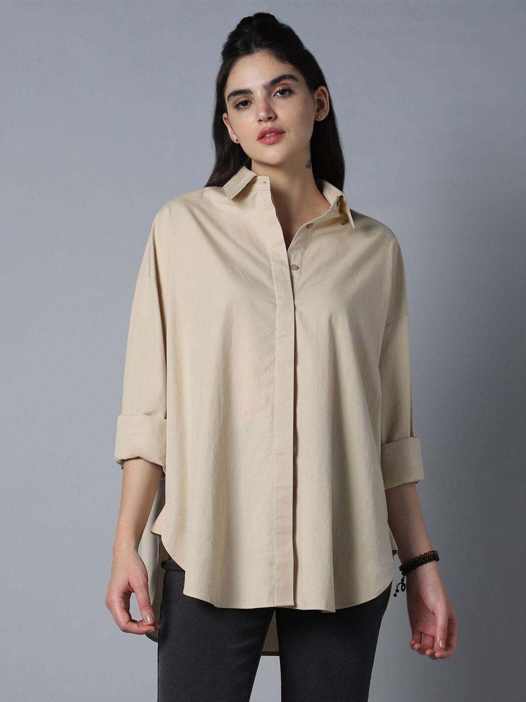 high-star-relaxed-oversized-spread-collar-long-sleeve-cotton-longline-casual-shirt