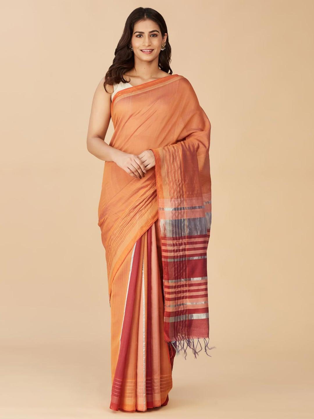 fabindia-colourblocked-pure-silk-saree