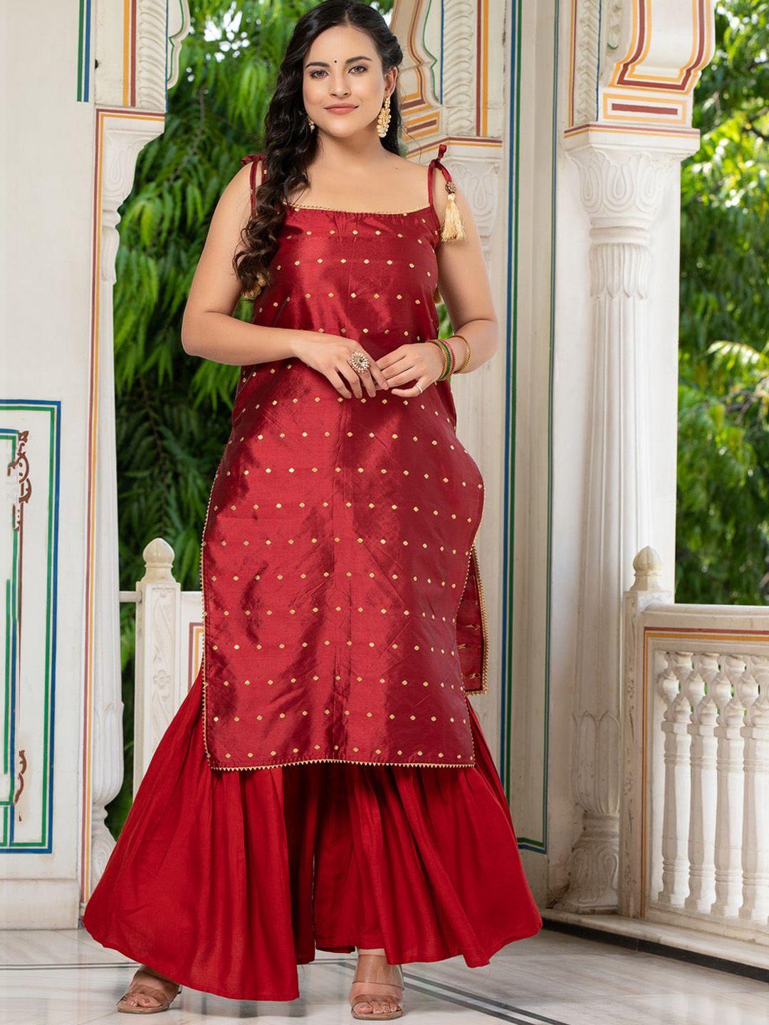 indi-inside-maroon-ethnic-motifs-woven-design-gotta-patti-pure-silk-kurta-with-sharara