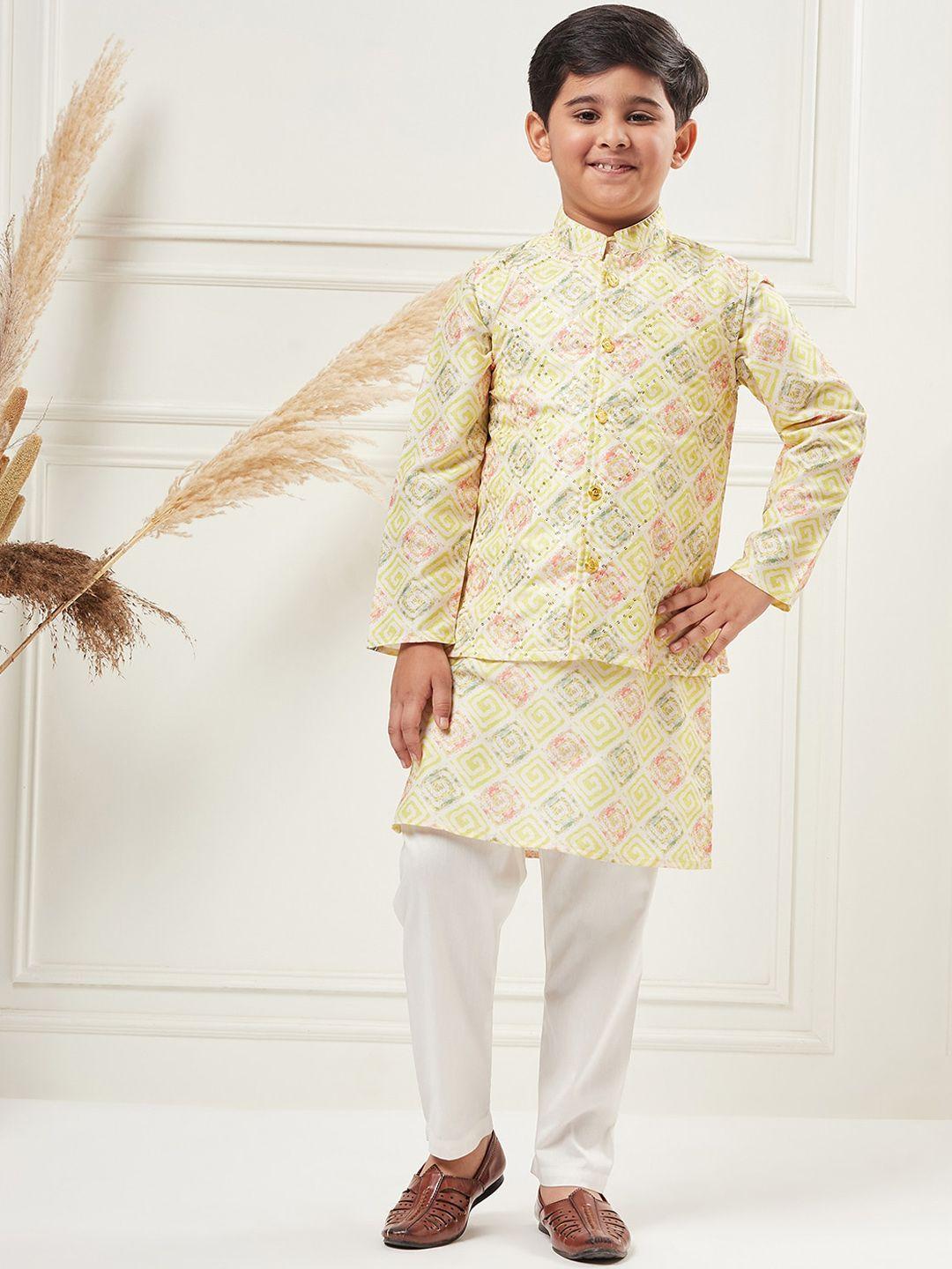 stylo-bug-boys-ethnic-motifs-printed-regular-thread-work-kurta-with-pyjamas-&-nehru-jacket
