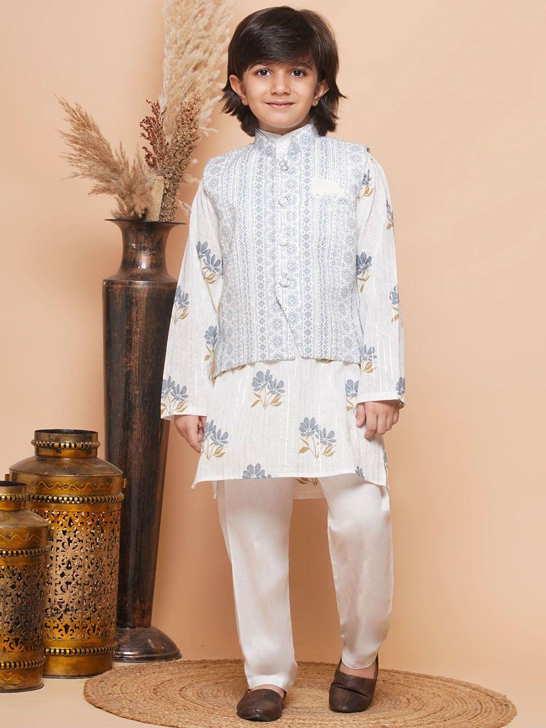 aj-dezines-boys-floral-printed-pure-cotton-kurta-&-pyjamas-with-nehru-jacket