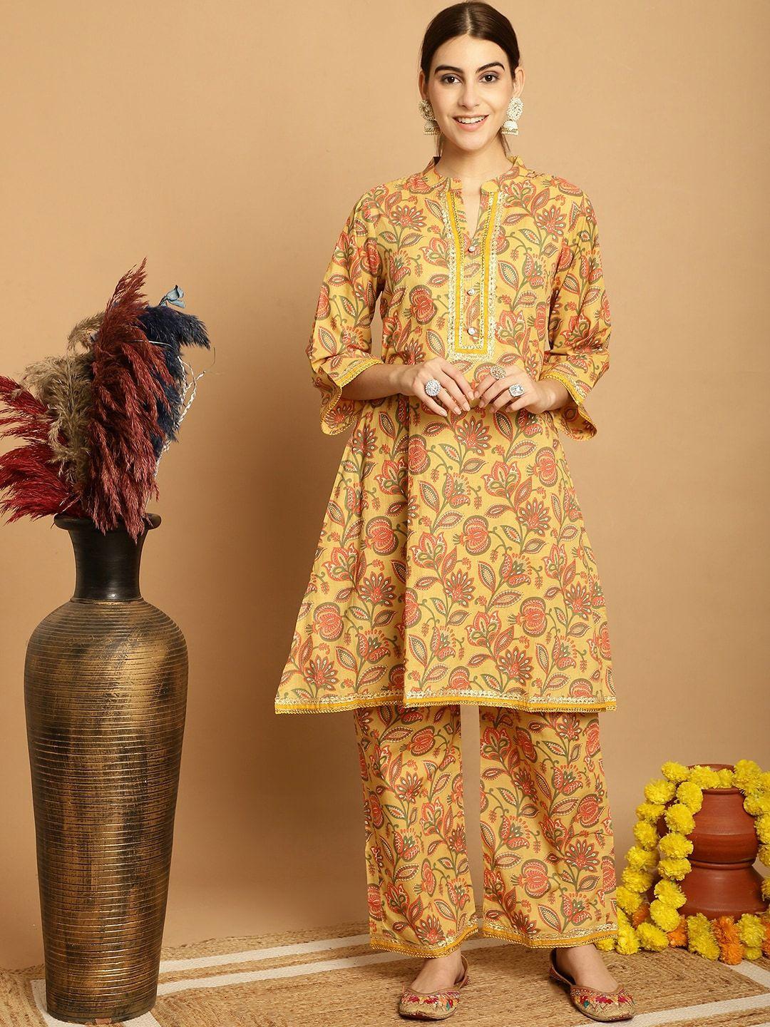 kamayra-floral-printed-pure-cotton-kurta-with-palazzos