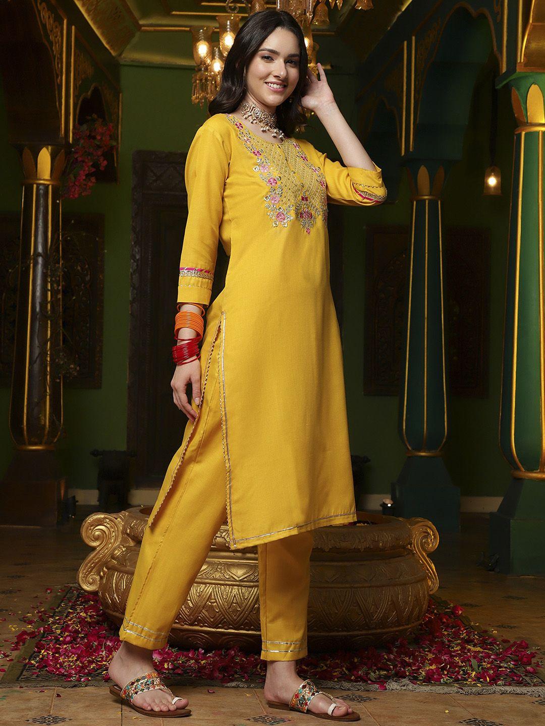 sangria-yellow-floral-embroidered-gotta-patti-straight-kurta-&-trouser-with-dupatta