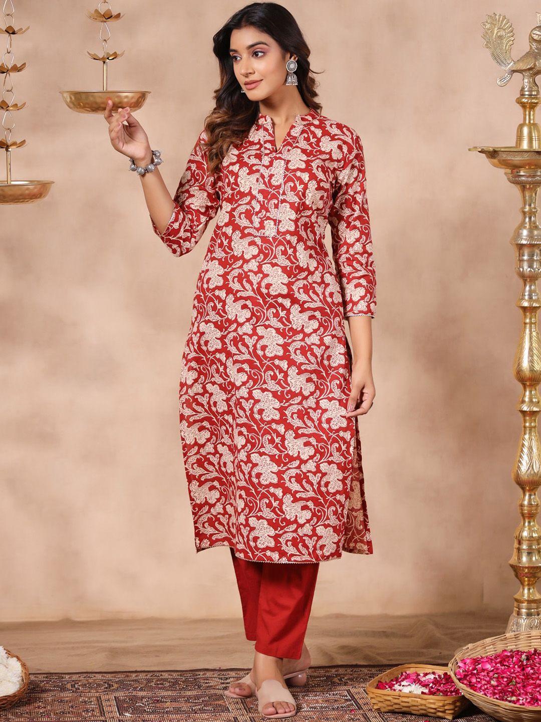 anubhutee-floral-printed-regular-gotta-patti-pure-cotton-kurta-with-trousers