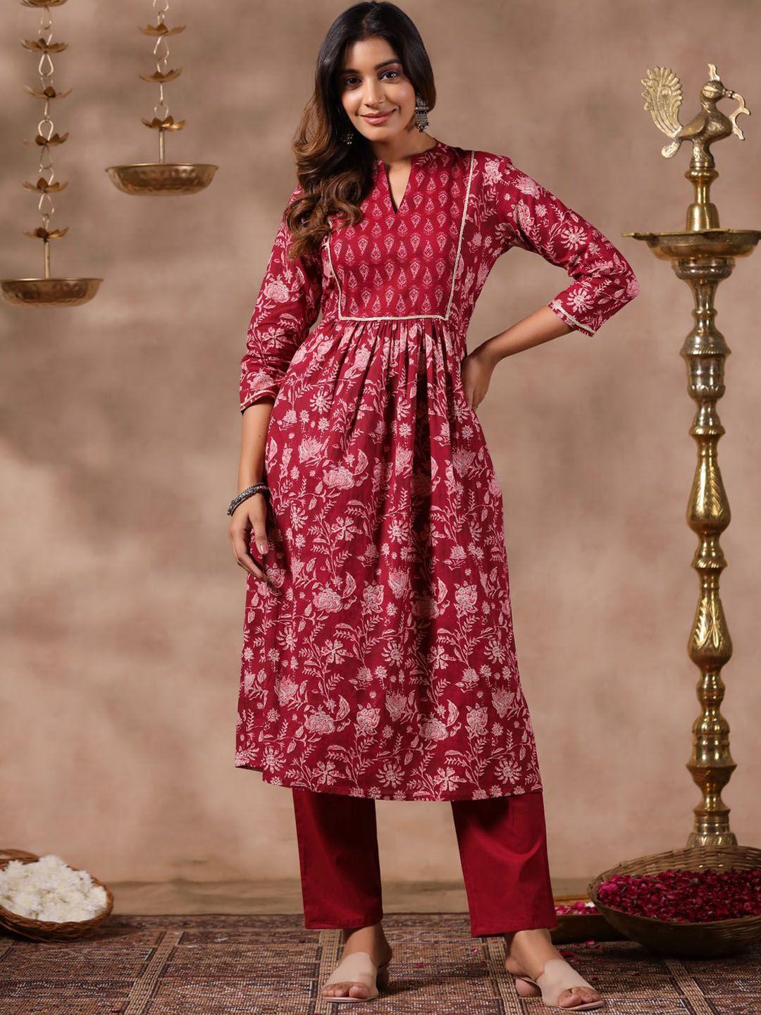 anubhutee-floral-printed-mandarin-collar-pure-cotton-a-line-kurta-and-trousers