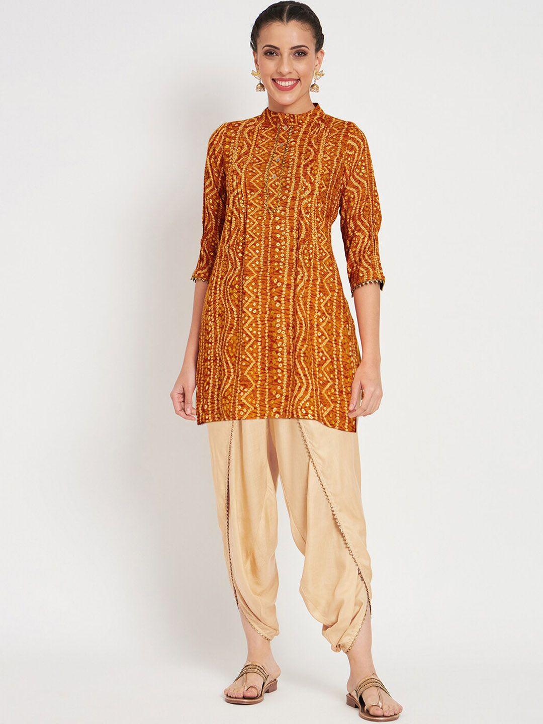studio-rasa-bandhani-printed-pleated-kurti-with-dhoti-pants