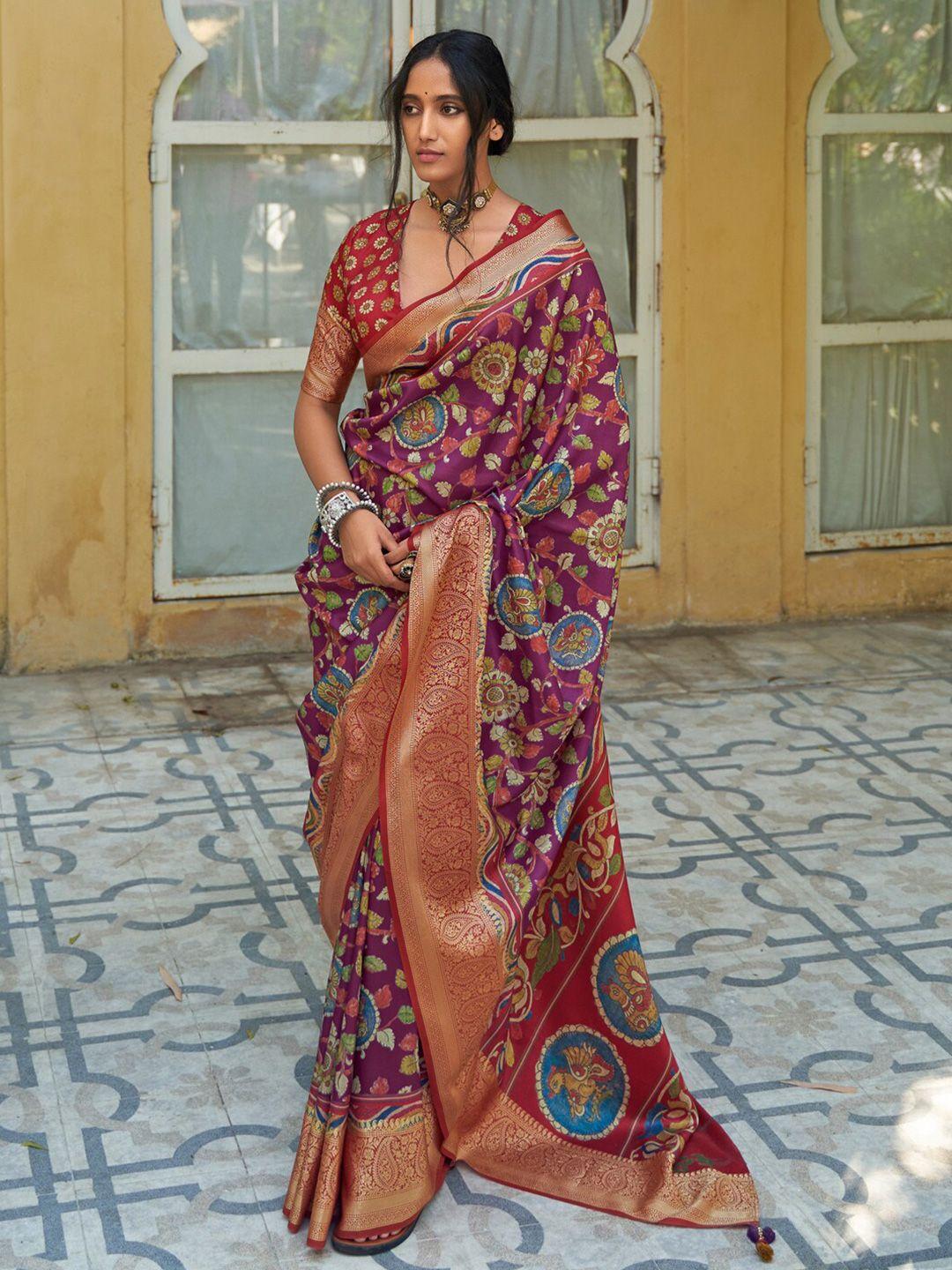 mitera-purple-&-green-ethnic-motifs-zari-silk-blend-sungudi-saree