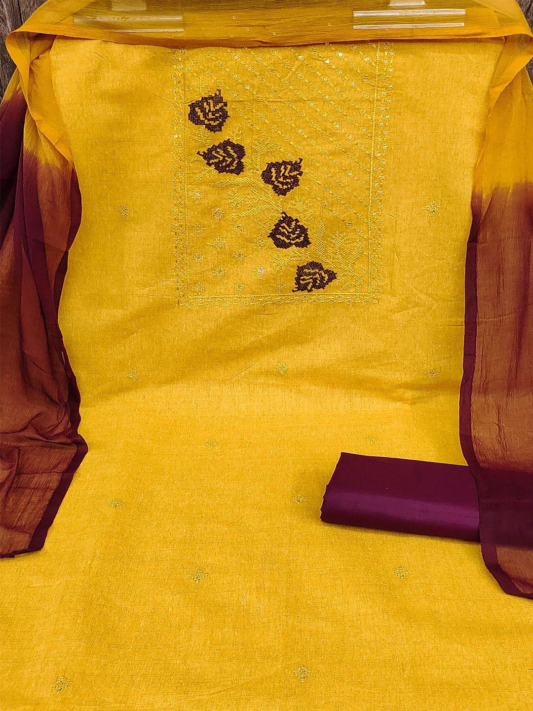 shadow-&-saining-yellow-&-brown-embroidered-pure-cotton-unstitched-dress-material