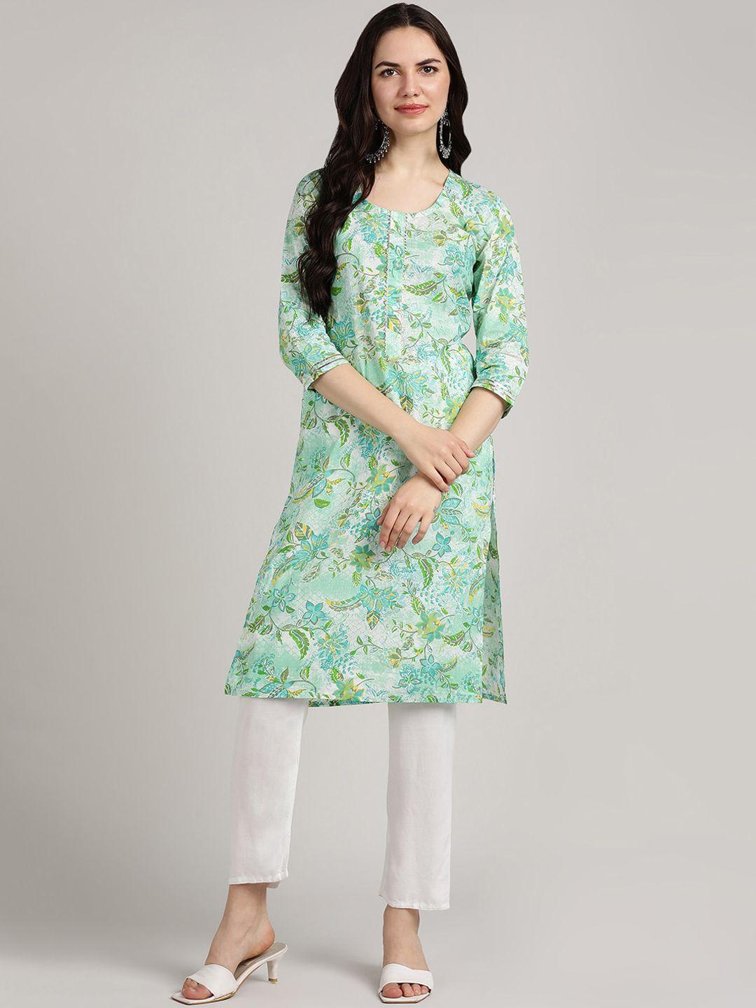 blocks-of-india-women-green-floral-printed-sequinned-block-print-kurta