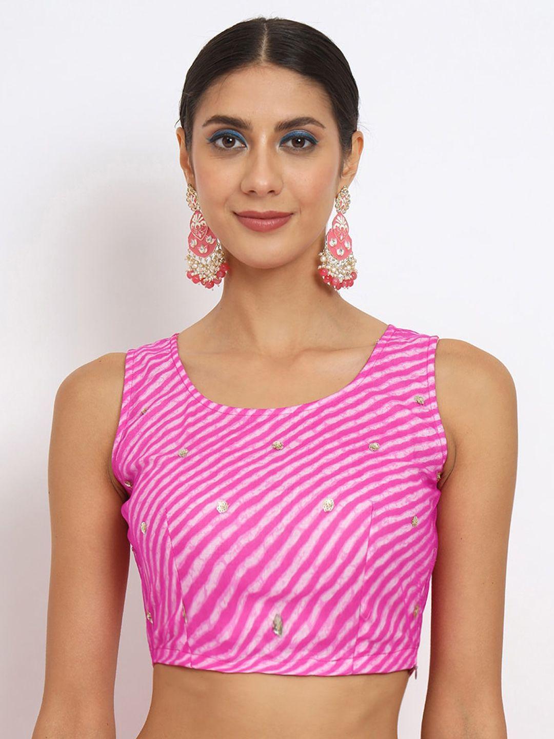 studio-rasa-leheriya-printed-sequinned-cotton-net-saree-blouse