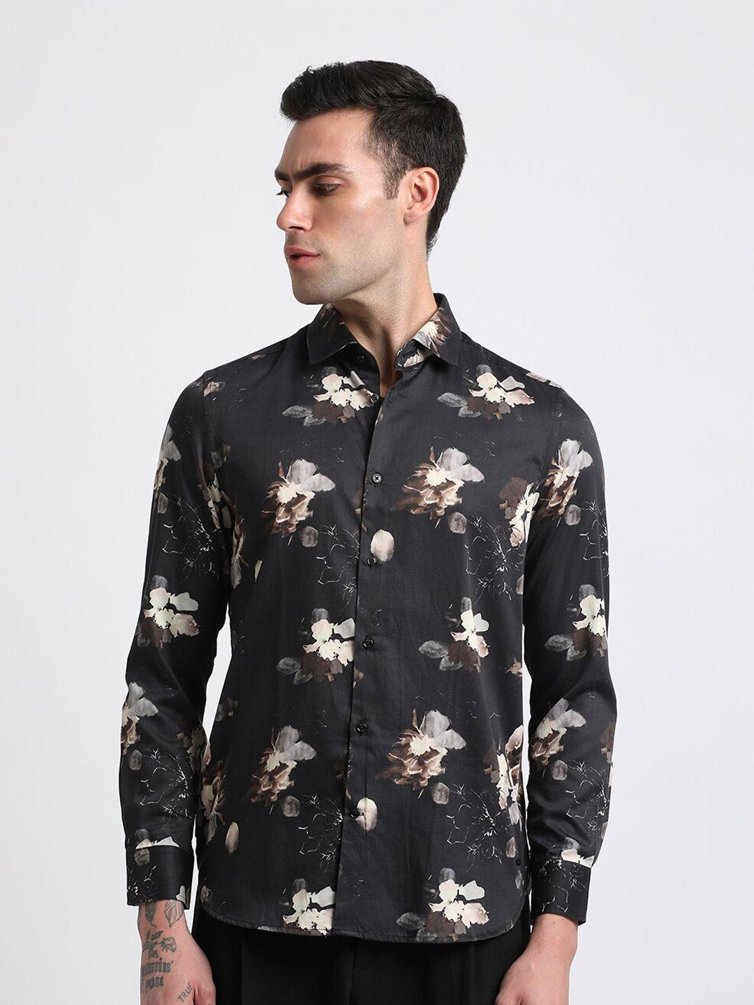the-bear-house-men-black-slim-fit-floral-opaque-printed-casual-shirt